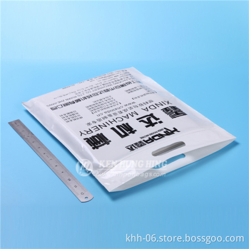 Custom printed die cut white LDPE shopping bag with gusset